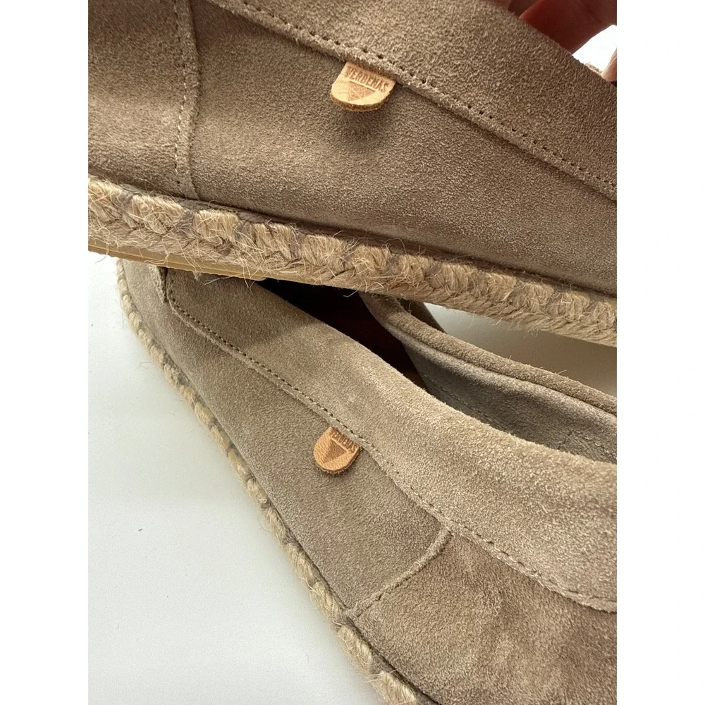 Verbenas Clara Taupe Suede Espadrille Loafers Made in Spain Womens Size 8 New